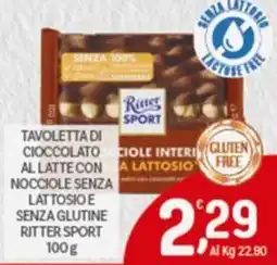 Crai Tavoletta di cioccolato al latte con nocciole senza lattosio e senza glutine RITTER SPORT offerta