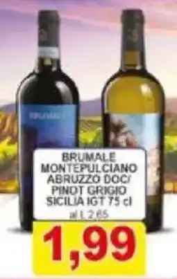 Pewex Brumale montepulciano abruzzo doc pinot grigio sicilia IGT offerta