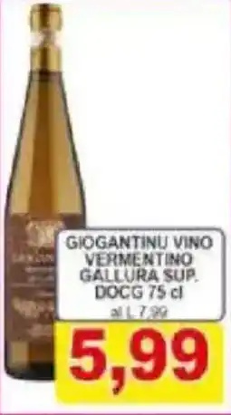 Pewex Giogantinu vino vermentino gallura sup. DOCG offerta