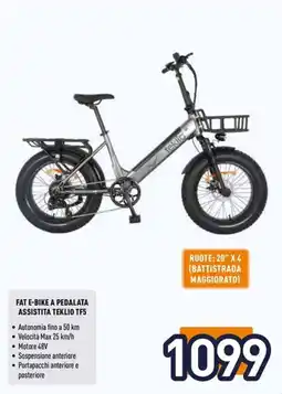 Unieuro Fat e-bike a pedalata assistita TEKLIO TF5 offerta
