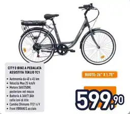 Unieuro City e-bike a pedalata assistita TEKLIO TC1 offerta