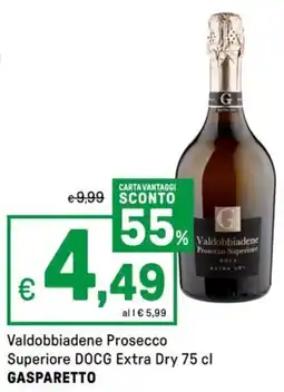 Iper La Grande Valdobbiadene Prosecco Superiore Superiore DOCG Extra Dry GASPARETTO offerta
