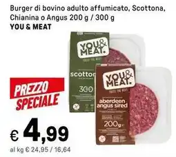 Iper La Grande Burger di bovino adulto affumicato, Scottona, Chianina o Angus YOU & MEAT offerta