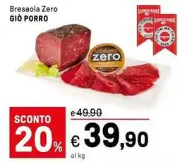 Iper La Grande Bresaola Zero GIÒ PORRO offerta
