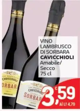 Crai Vino lambrusco di sorbara CAVICCHIOLI offerta