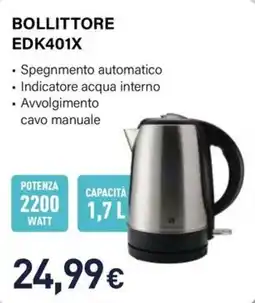 Unieuro Electroline BOLLITTORE EDK401X offerta