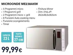 Unieuro Electroline MICROONDE ME238AKW offerta