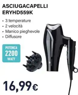 Unieuro Electroline ASCIUGACAPELLI ERYHD559K offerta