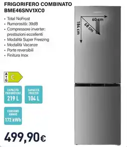 Unieuro Electroline FRIGORIFERO COMBINATO BME46SNV1XC0 offerta