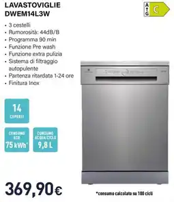 Unieuro Electroline LAVASTOVIGLIE DWEM14L3W offerta