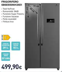 Unieuro Electroline FRIGORIFERO SBSE550NH3XE1 offerta