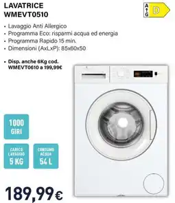 Unieuro Electroline LAVATRICE WMEVT0510 offerta