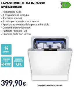 Unieuro Electroline LAVASTOVIGLIE DA INCASSO DWEM14BI3B1 offerta