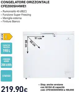 Unieuro Electroline CONGELATORE ORIZZONTALE CFE200SH4WE1 offerta