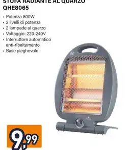Unieuro Electroline STUFA RADIANTE AL QUARZO QHE8065 offerta