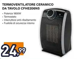 Unieuro Electroline TERMOVENTILATORE CERAMICO DA TAVOLO CFHE206N5 offerta