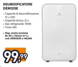 Unieuro Electroline DEUMIDIFICATORE DEM125E offerta