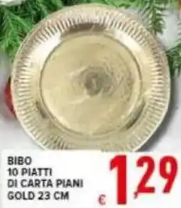 Iper Triscount Bibo 10 piatti di carta piani gold 23 cm offerta