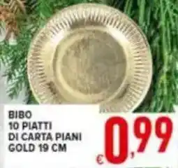 Iper Triscount Bibo 10 piatti di carta piani gold 19 cm offerta