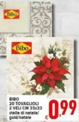 Iper Triscount Bibo 20 tovaglioli 2 veli cm 33x33 offerta