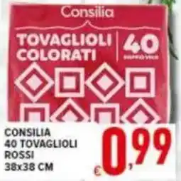 Iper Triscount Consilia 40 tovaglioli rossi 38x38 cm offerta