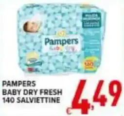 Iper Triscount Pampers baby dry fresh 140 salviettine offerta