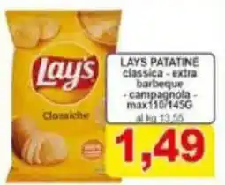 Pewex LAYS PATATINE classica, extra barbeque offerta