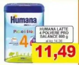 Pewex Humana latte 4 polvere pro balance offerta