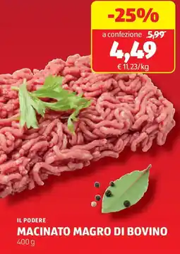ALDI Il podere macinato magro di bovino offerta