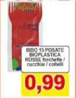 Pewex Bibo 15 posate bioplastica rosse offerta