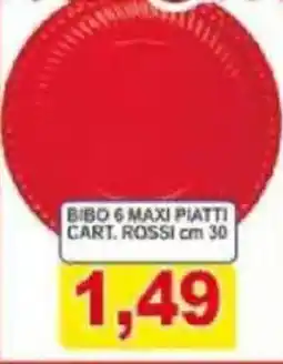 Pewex Bibo 6 maxi piatti cart. rossi cm 30 offerta