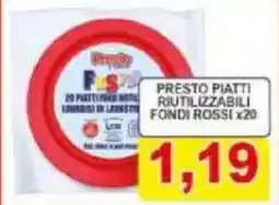 Pewex Presto piatti riutilizzabili fondi rossi x20 offerta