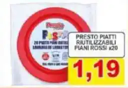 Pewex Presto piatti riutilizzabili piani rossi x20 offerta