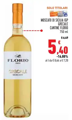 Conad Moscato di sicilia igp grecale CANTINE FLORIO offerta