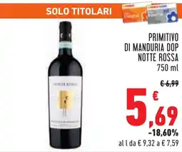 Conad Primitivo di manduria DOP NOTTE ROSSA offerta