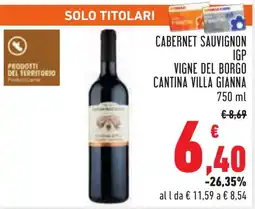 Conad Cabernet sauvignon igp vigne del borgo CANTINA VILLA GIANNA offerta