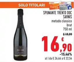 Conad Spumante trento doc SARNIS offerta