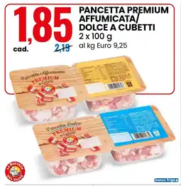 Eurospin Pancetta premium affumicata dolce a cubetti offerta