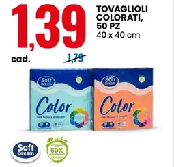 Eurospin Soft dream tovaglioli colorati offerta