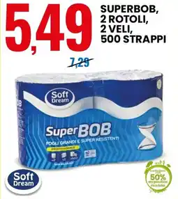 Eurospin Soft dream superbob, 2 rotoli, 2 veli, 500 strappi offerta