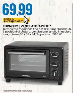 Eurospin Forno 32 l ventilato 'ariete' offerta