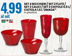 Eurospin Set 4 bicchieri / set 2 flute / set 2 calici offerta