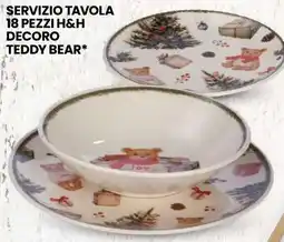 Eurospin Servizio tavola 18 pezzi h&h decoro teddy bear offerta