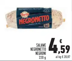 Conad Salame negronetto NEGRONI offerta