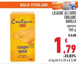 Conad Lasagne all'uovo emiliane BARILLA offerta