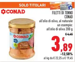 Conad Filetti di tonno CONAD offerta