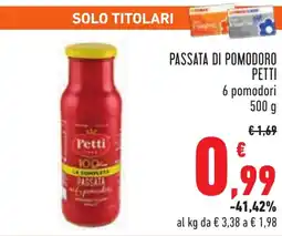 Conad Passata di pomodoro PETTI offerta