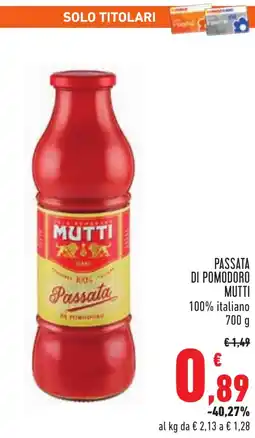 Conad Passata di pomodoro MUTTI offerta