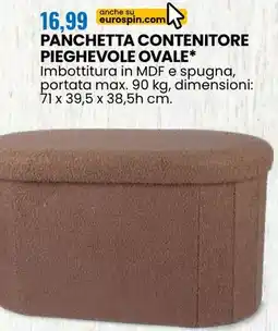 Eurospin Panchetta contenitore pieghevole ovale offerta