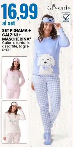 Eurospin Glissade set pigiama + calzini + mascherina offerta